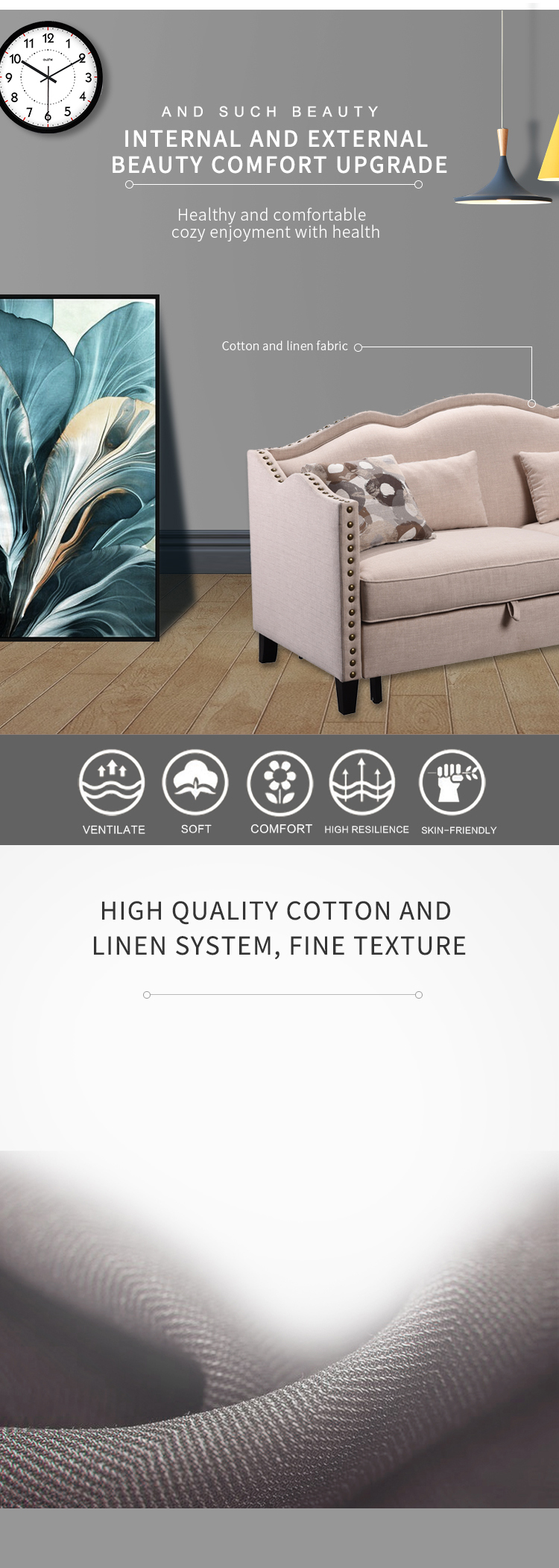 3 seater sofa bed for living room fabric sleeper sofa modern design with hign quality