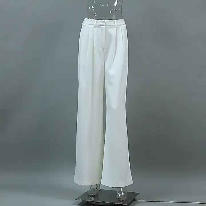 Wholesale White wide leg baggy pants treet fashion long traight trousers high waist uit pants bottom,1 Piece