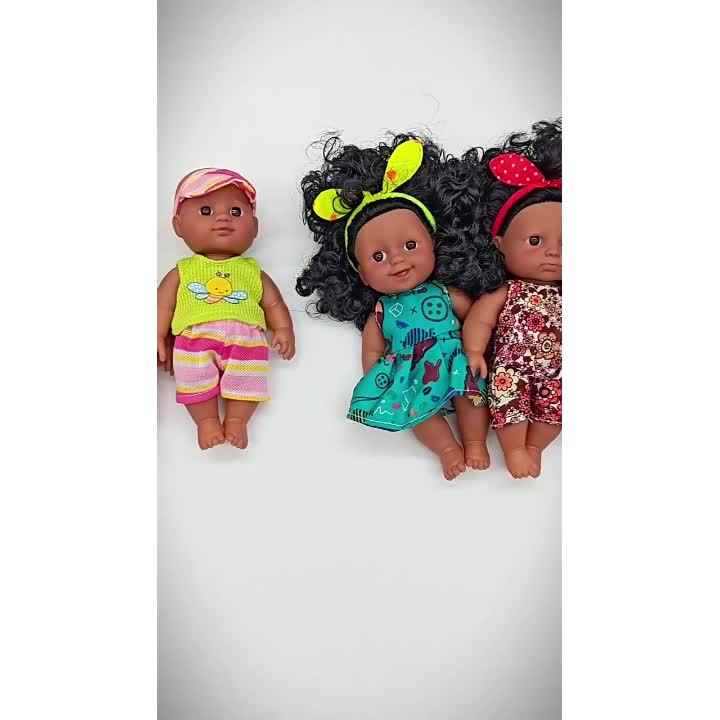 Grosir anak-anak bayi perempuan 18-33CM boneka hitam seluruh tubuh vinil  boneka Rebirth lem lembut simulasi boneka bayi