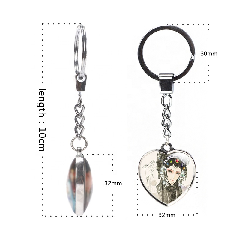 Qiyue, подарок на заказ, брелок для ключей с кристаллами в форме сердца, пара стеклянных брелоков из металлического сплава, 30 мм