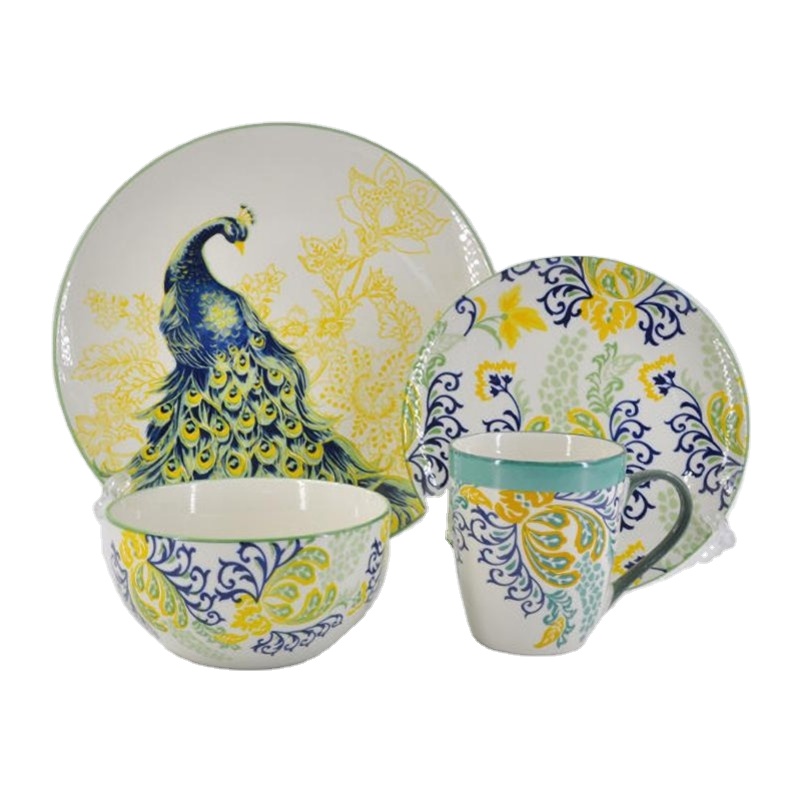 vancasso 12pcs Stoneware Vintage Dinner Set Ceramic Dinner Dessert Plate Bowls