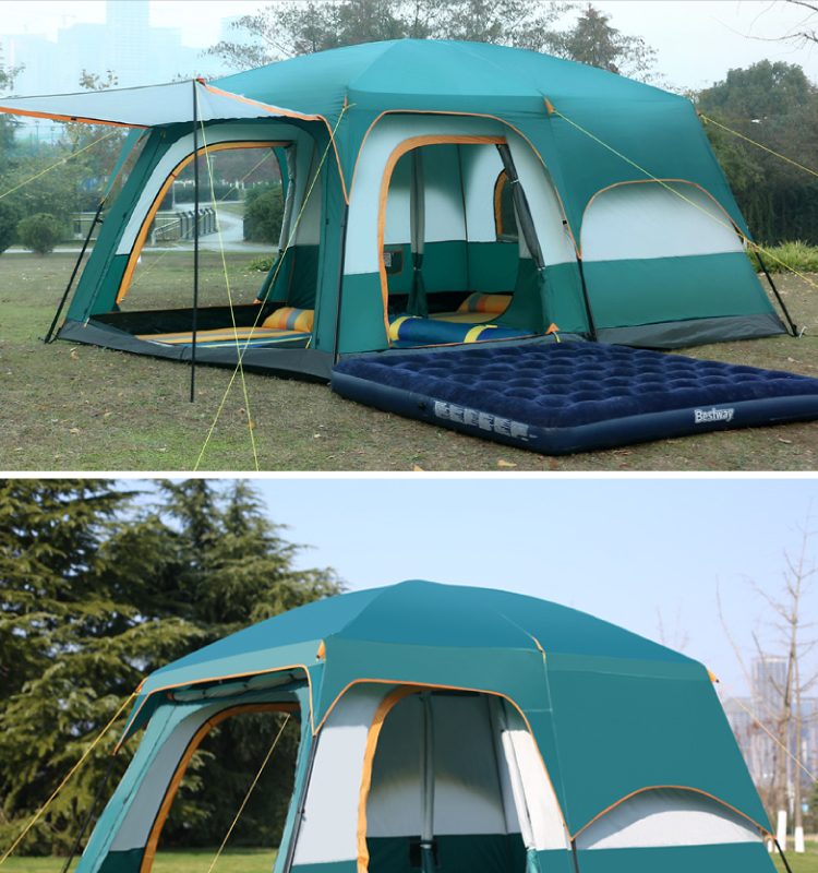2021 Customized Wholesale, Luxury Wind Resistant Outdoor Large 8 10 12 Persons Hiking Glamping Family Camping Tents For Sale/