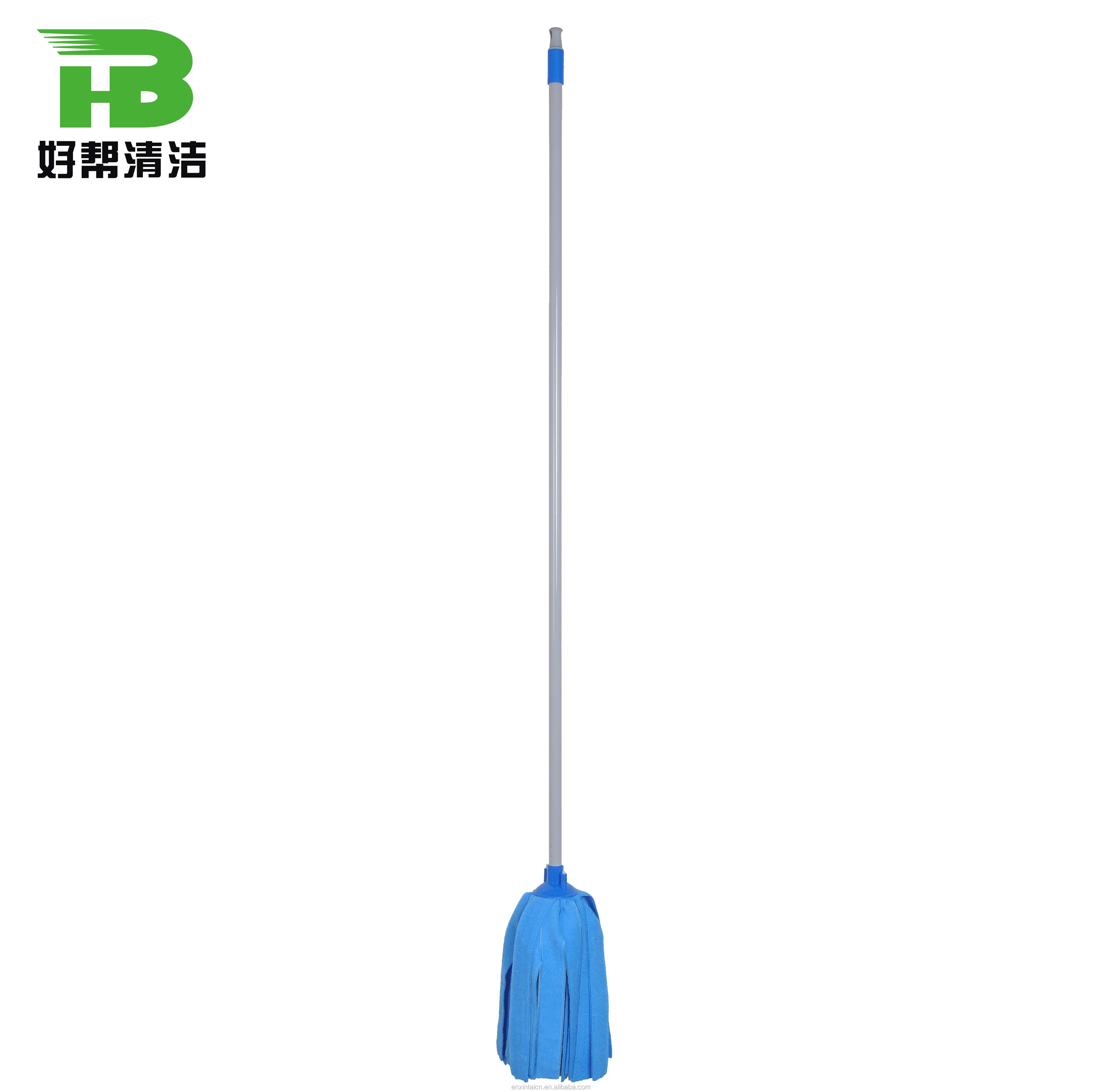 Plastic polyester tower cloth mop head with painted iron stick white color made in China
