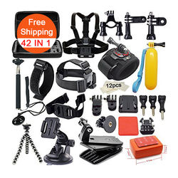 O Envio gratuito de Fotografia Equipamentos 42-em-1 Gopros Kit Acessórios para Câmera de Ação