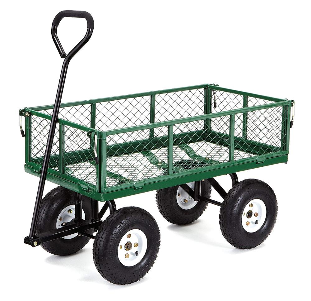 Utility Garden Cart Yard Wagon Heavy Duty Steel Metal Folding