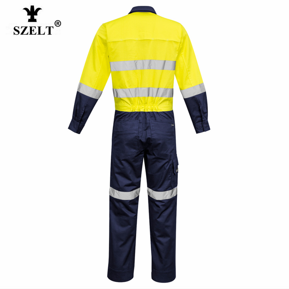 Hi Viz Ignifuge Haute Visibilité Combinaison Overalls jaune orange bleu marineS-3