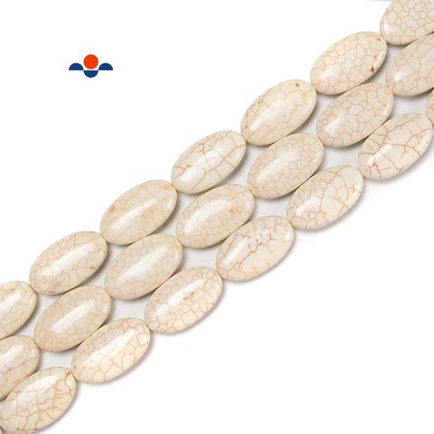 漂亮的18x 30毫米白色绿松石椭圆形宝石宽松珠子用于珠宝制作