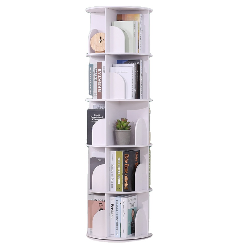 Circular 360-degree Rotating Bookcase Corner of The Dormitory Students Bookshelf, Book Rack for Living Room