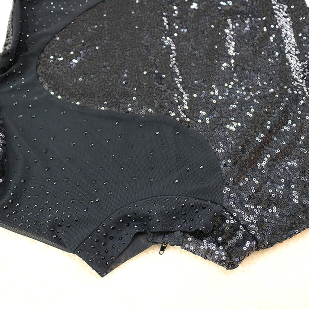 Fashion sequins nightclub party dress perspective gauze dress women Long Sleeve Bodycon Midi Skirt Sequin dresses