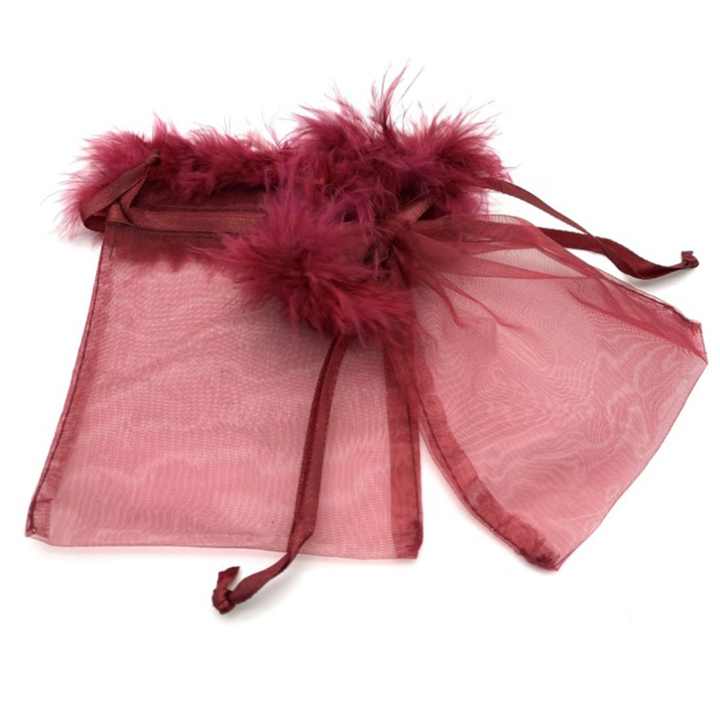 Wholesale Feather Organza Drawstring Pouches Gift Bags