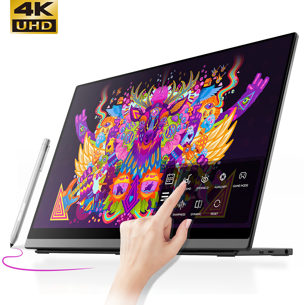 Портативный монитор 4K, 10 точек, емкостный сенсорный экран, интерфейс Usb-c, поддержка активного сенсорного пера, портативный экран 15,6 дюйма