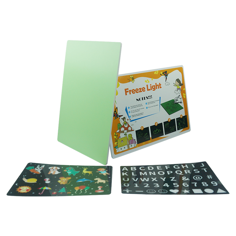 JSK-FA4 fluorescent drawing board kids favorite luminous led drawing board doodle with Spy pen glow in dark for party