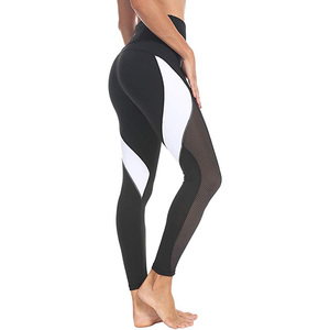 Vrouwen Yoga Broek Kleur Blokkeren Mesh Workout Running Leggings Panty Vrouwen Yoga Broek Kleur Blokkeren Mesh Workout Running Leggings Panty