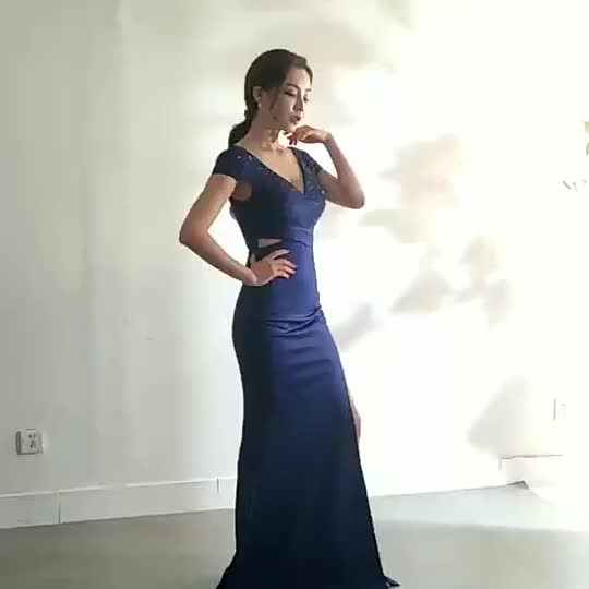 16025# Banquet Demure Atmosphere Long Slim-fit Fish Tail Temperament  Hostess Evening Dress Female