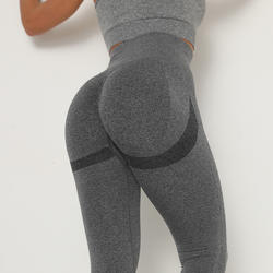 Vestuário Fitness atacado Leggings Esportes Tops Alta compressão com nervuras leggings sem costura