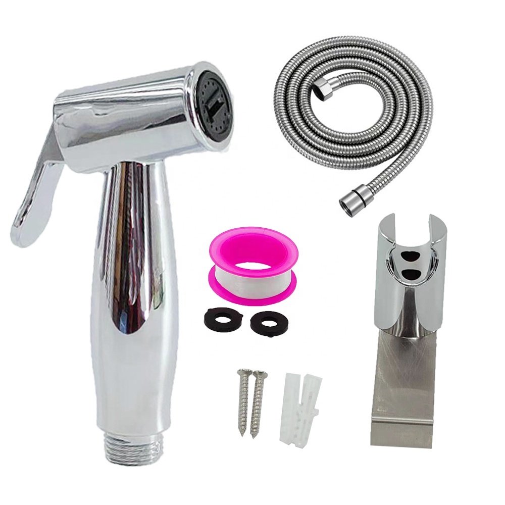 HaoEhhl OEM/ODM Bidet Shattaf Douche Spray Chrome Hygienic Toilet Shower Head Hose Set Muslim Toilet Wall Mounted Shattaf kit