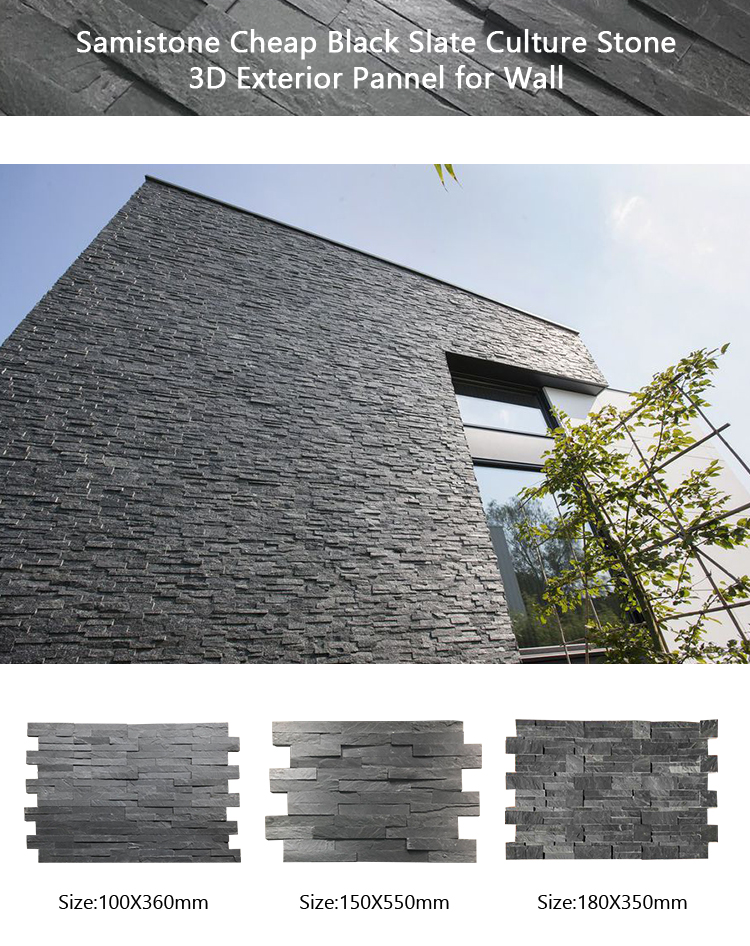 Samistone Wall Cladding Black Slate Stone Wholesale Culture Stone For Wall