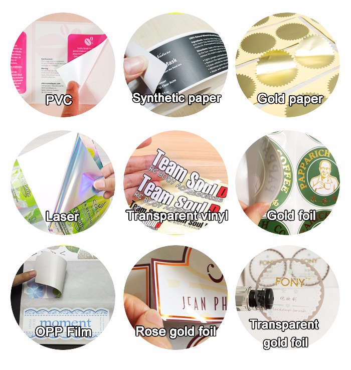 Round Shape Custom Stickers Paper Labels Logo Printed Vinyl Gold Hot Stamping Sticker