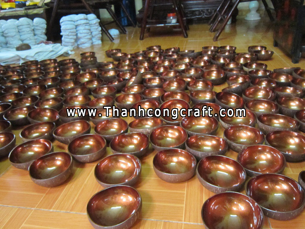 Natural coconut shell bowl ecofriendly for baby lacquer coconut bowls set handmade