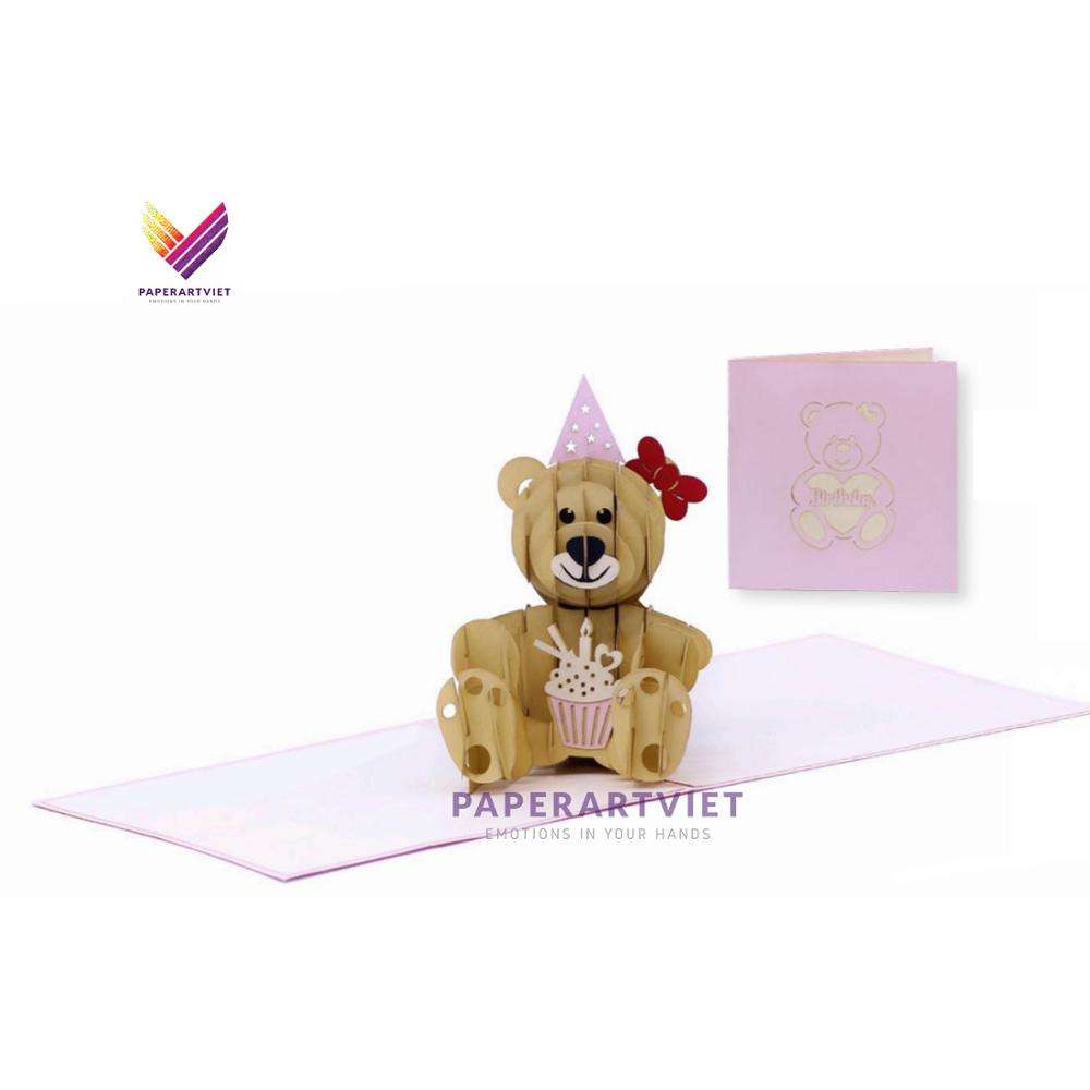 teddy bear 3d pop up greeting card, 3d pop up teddy bear card