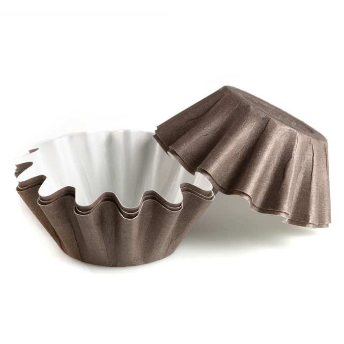 Brown with White Dots Disposable -100 pc. Floret Brioche Cup Bake and serve brioche floret paper baking cups self- standing mold