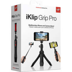 IK Multimedia iKlip Aperto Pro Smartphone Stand-Tripé, Monopé, câmera de Montagem e Aderência com Obturador Bluetooth-Preto