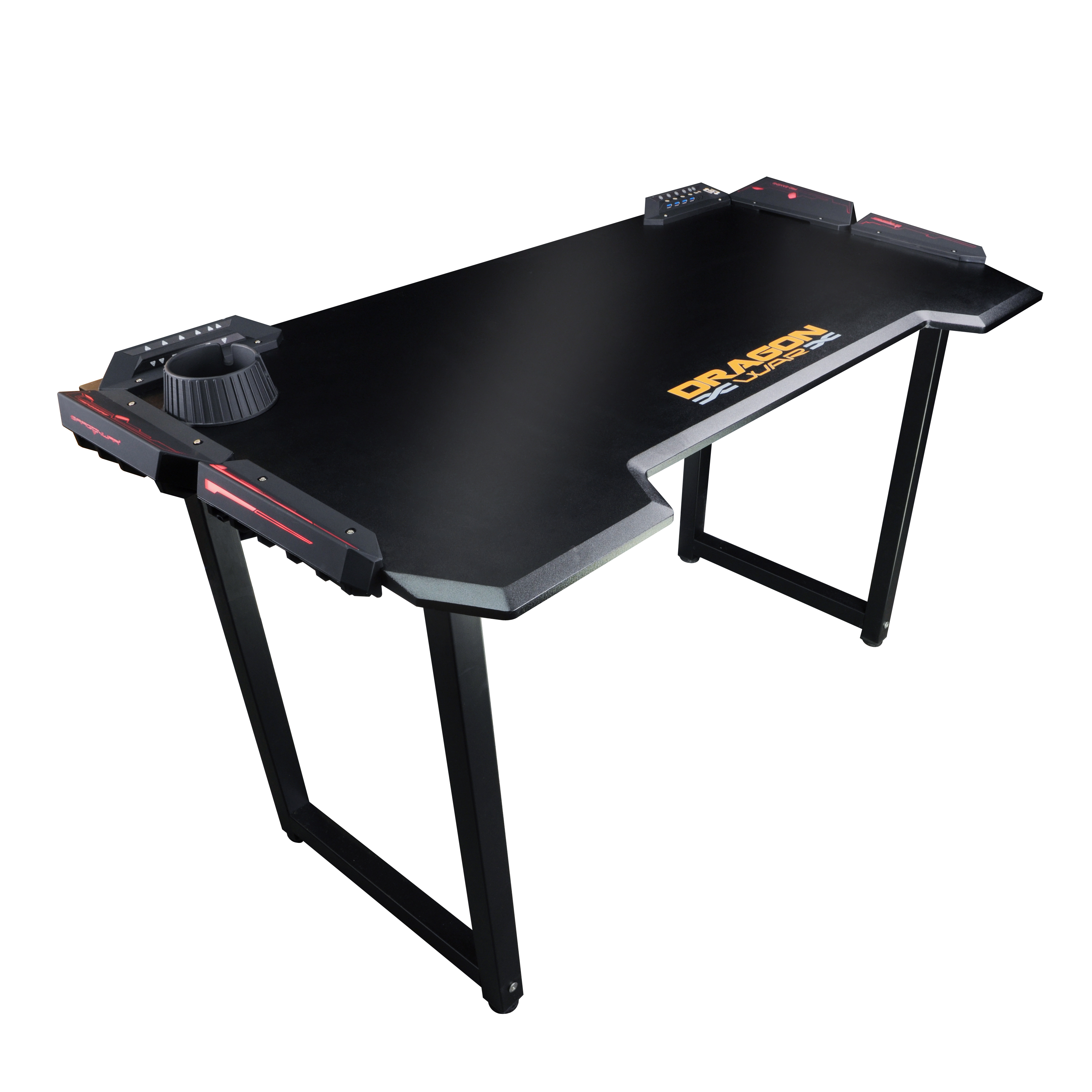 Новый дизайн офисная Мебель Черная Сенсорная панель 4 порта концентраторы LED RGB Сталь Железный геймер игровой стол для геймера