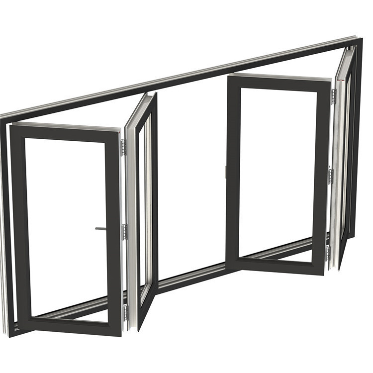 Horizontal Folding Windows Aluminum Folding Glass Windows Soundproof Thermal Break Aluminum Glazing Sliding Bi Fold Window Facto