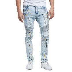 Meninos calças de Brim Tendência Personalidade Hip Hop calças de Brim dos homens do Motociclista 2 compradores