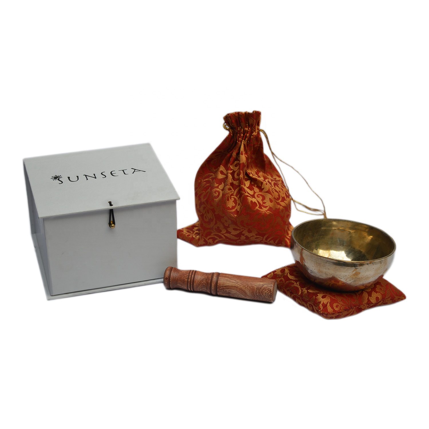 Tibetan Prayer Singing Bowls With Shiny Brass