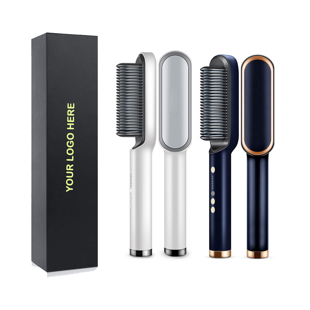 Частная марка выпрямитель для волос щетка встроенный гребень PTC нагревательный Регулируемый тепла утюжок для волос 400F