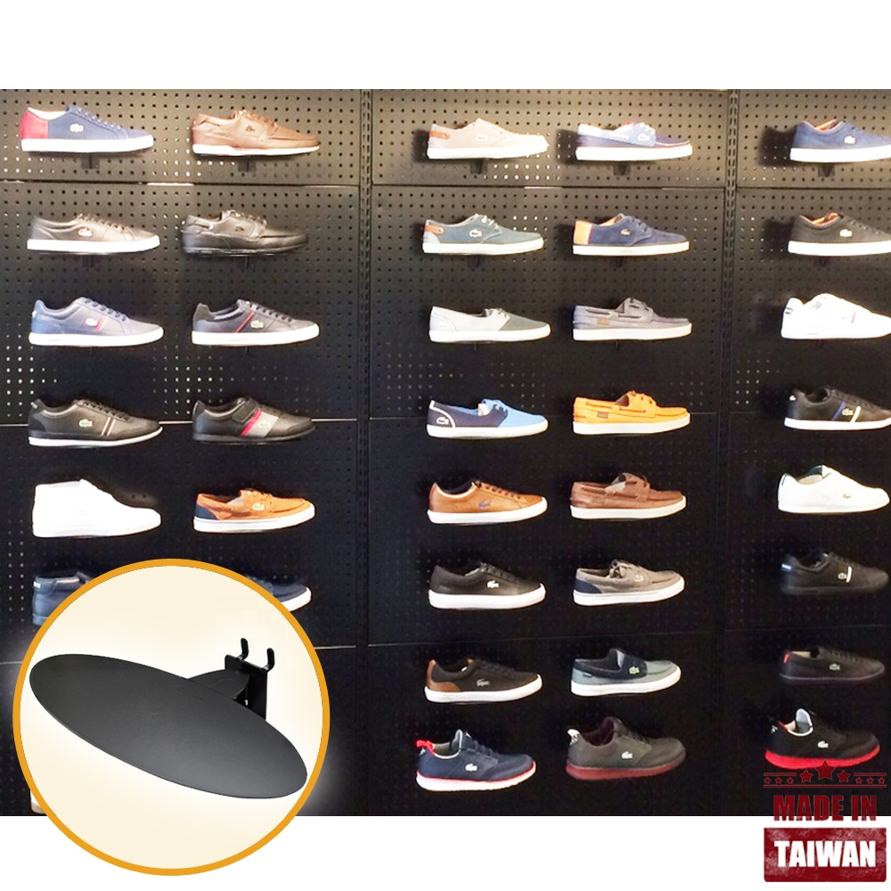 Черные кроссовки, реквизит, овальная панель, полка для пегборда