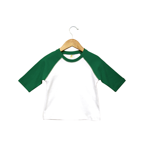 Infant Baseball Tees - White/Green - 100% Cotton