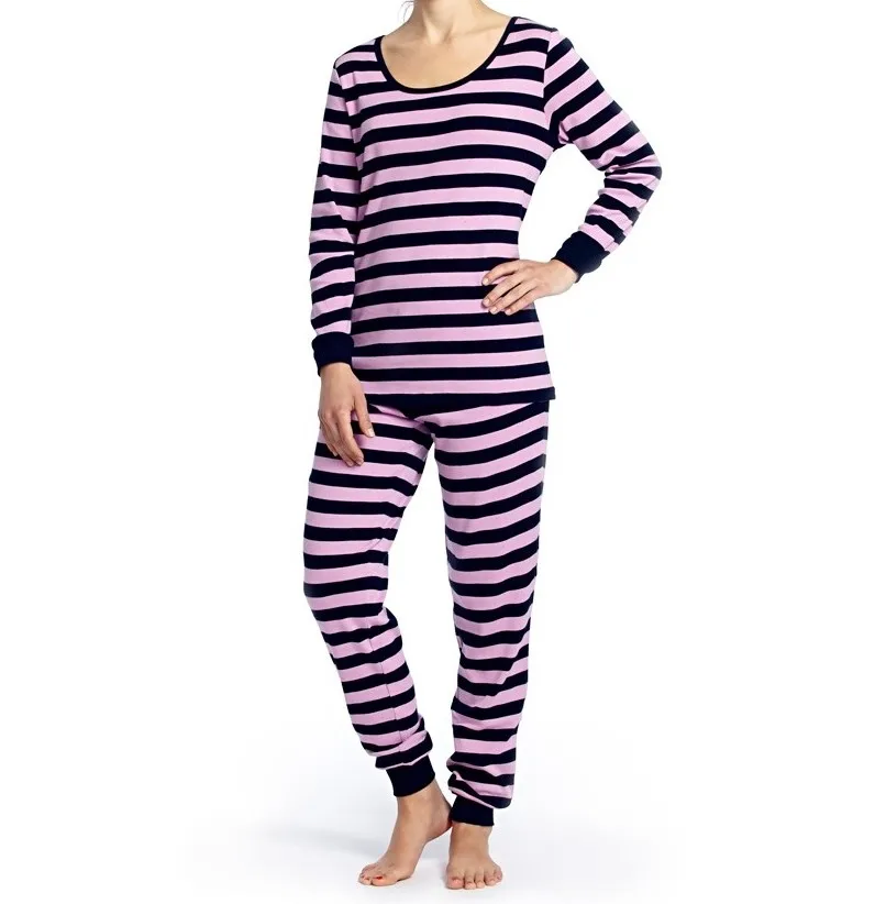 Женские пижамные комплекты в полоску с ребристыми манжетами, женская одежда для сна, женская одежда для сна