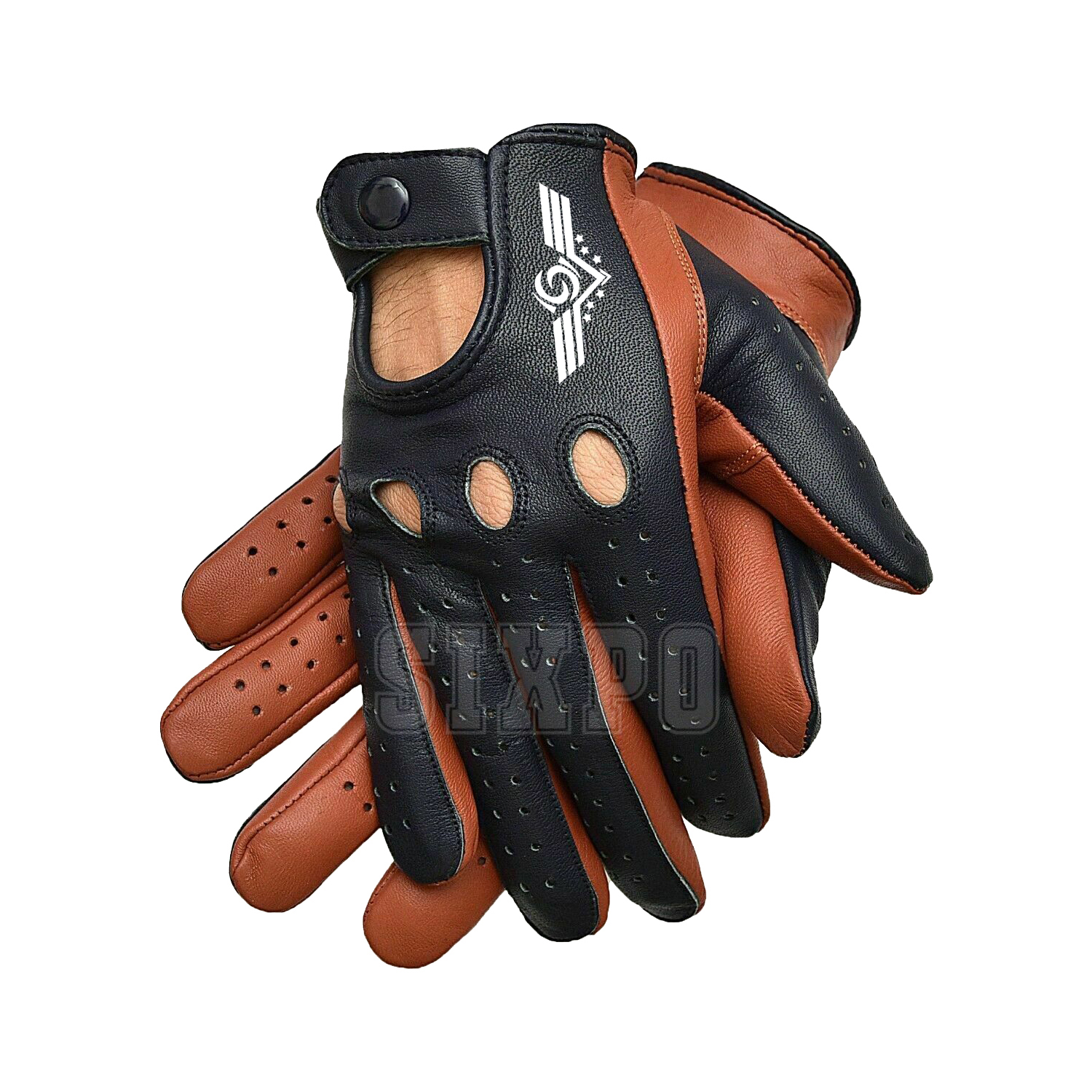 Классические Стильные мужские перчатки для вождения с сенсорным экраном, мужские перчатки из натуральной кожи, двухцветные черные/коричневые перчатки для вождения