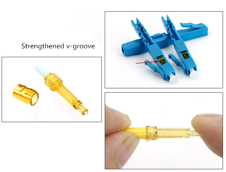 FTTH Fiber Optical Fast Connector LC UPC 125um For 5G Hybrid Cable