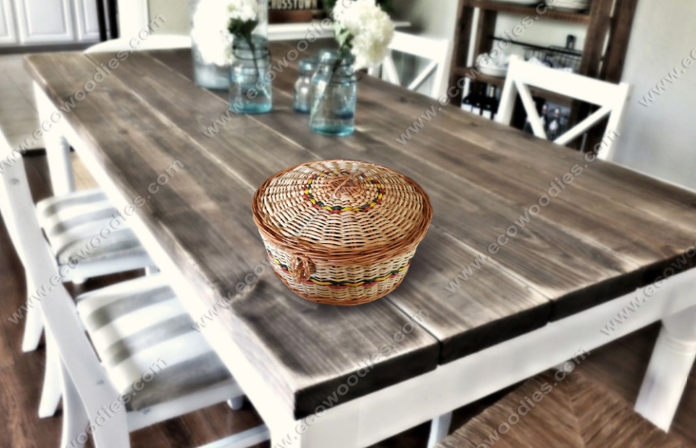 JEUIHAU 12 STKS Bamboe Brood Mand, Ronde Rieten Broodmand Natuurlijke Bamboe Rieten Mand voor Brood, Fruit en Snack Opslag