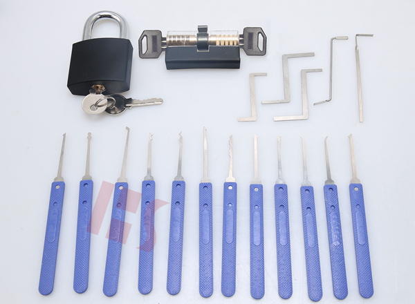 17 件不锈钢锁匠工具选择集开锁工具透明练习锁 071120-1