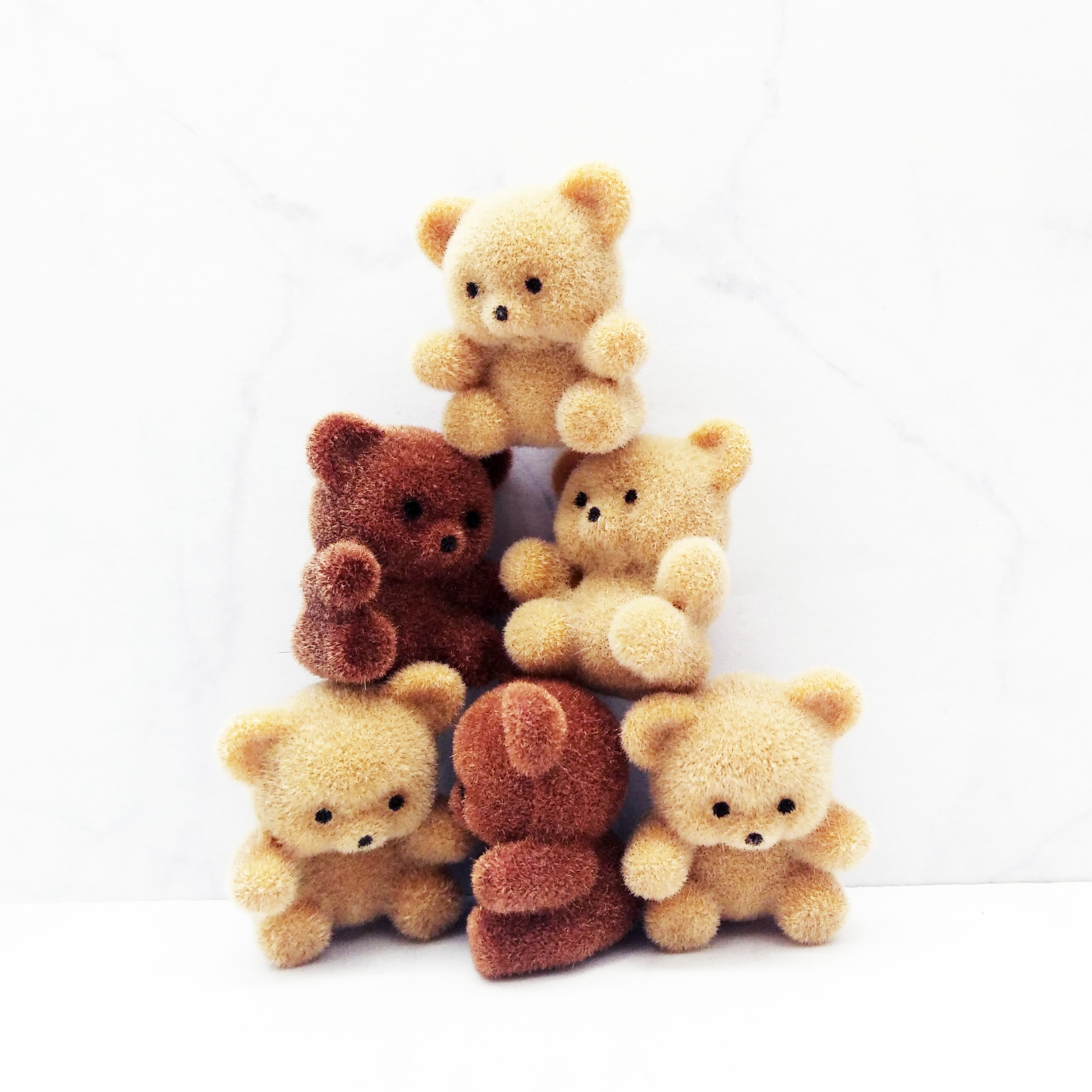 Миниатюрный 2020 Флокированный медведь 1 дюйм коричневый и коричневый