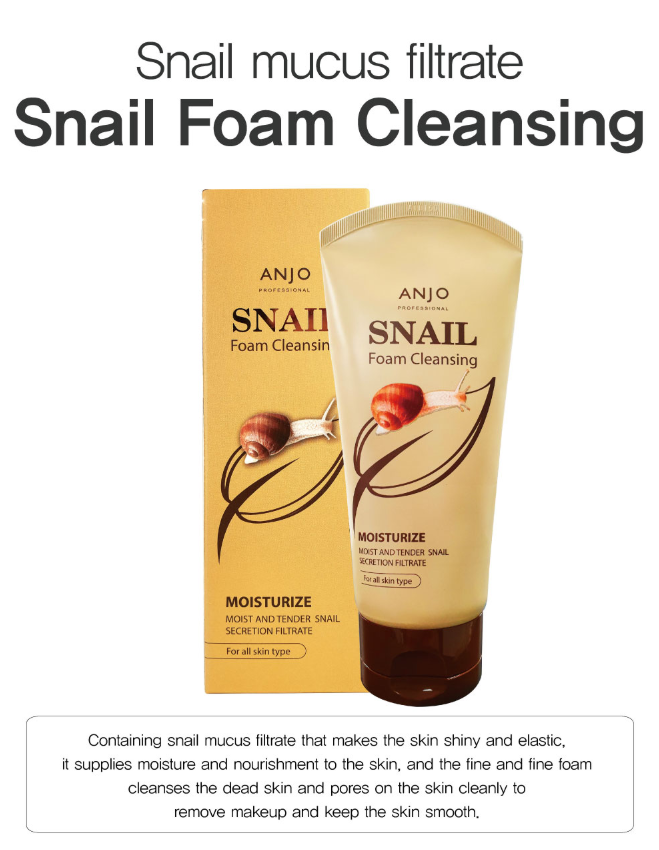 Anjo 150ml Snail Foam Cleanser for All Skin Types - Deep Cleansing