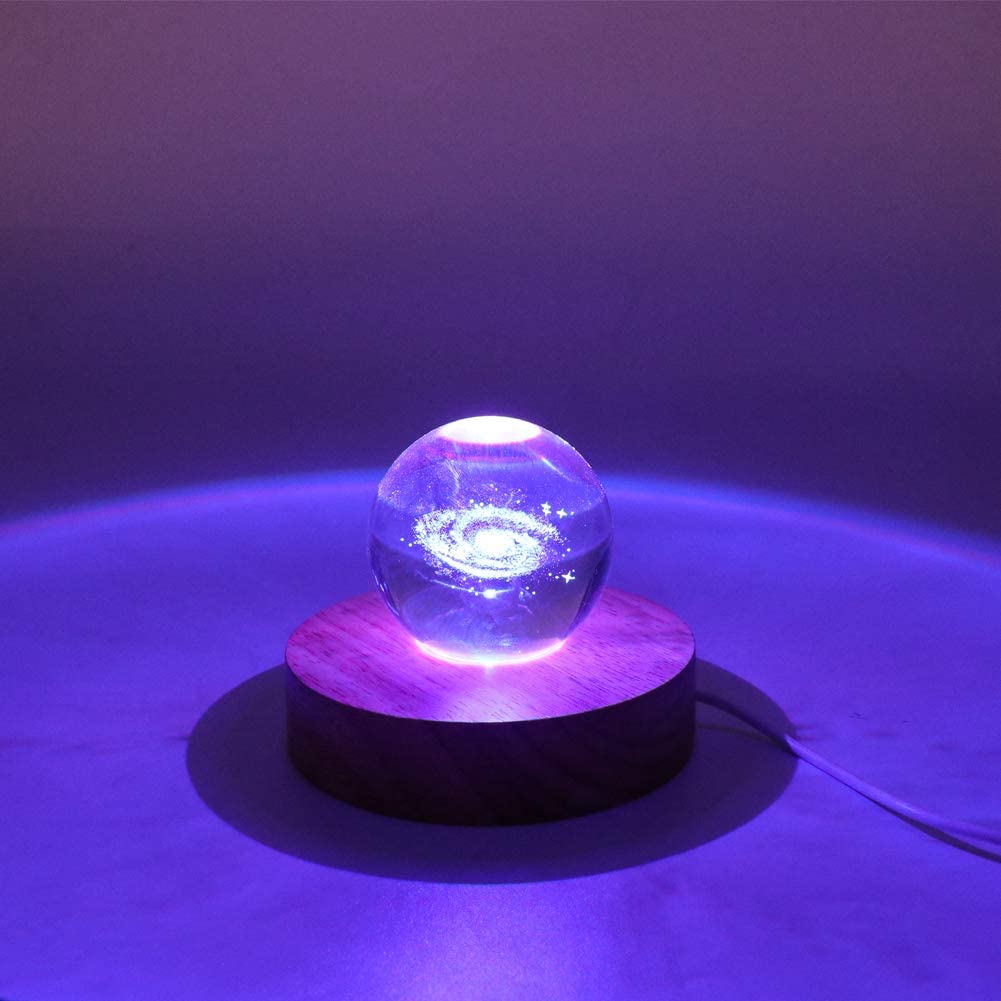 3d雕刻银河太阳能系统水晶灯小夜灯夜光工艺玻璃圆球家庭办公室桌子