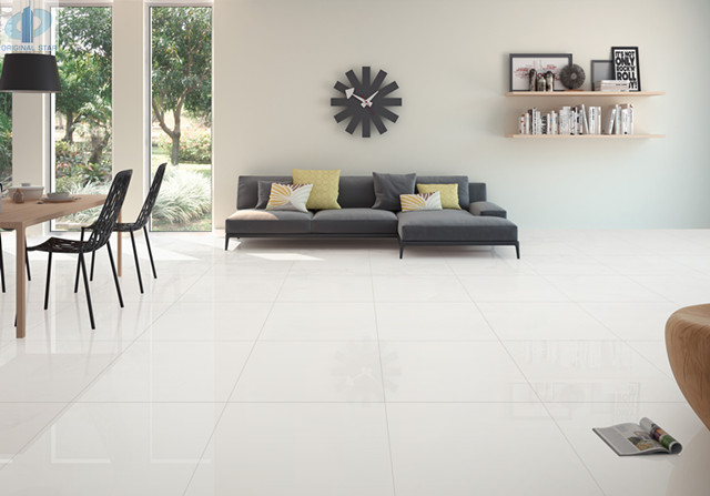 super white polished porcelain glossy floor tiles lobby living