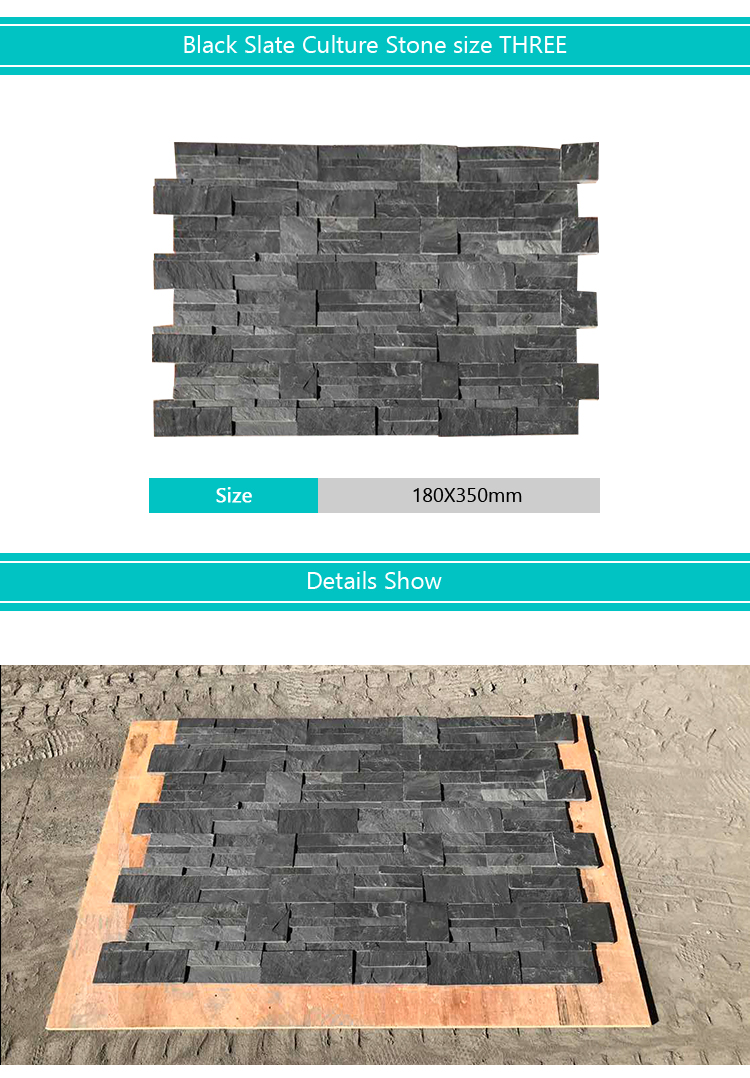 Samistone Wall Cladding Black Slate Stone Wholesale Culture Stone For Wall