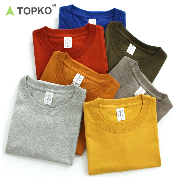 Высококачественная простая хлопковая Мужская футболка большого размера TOPKO с индивидуальным логотипом