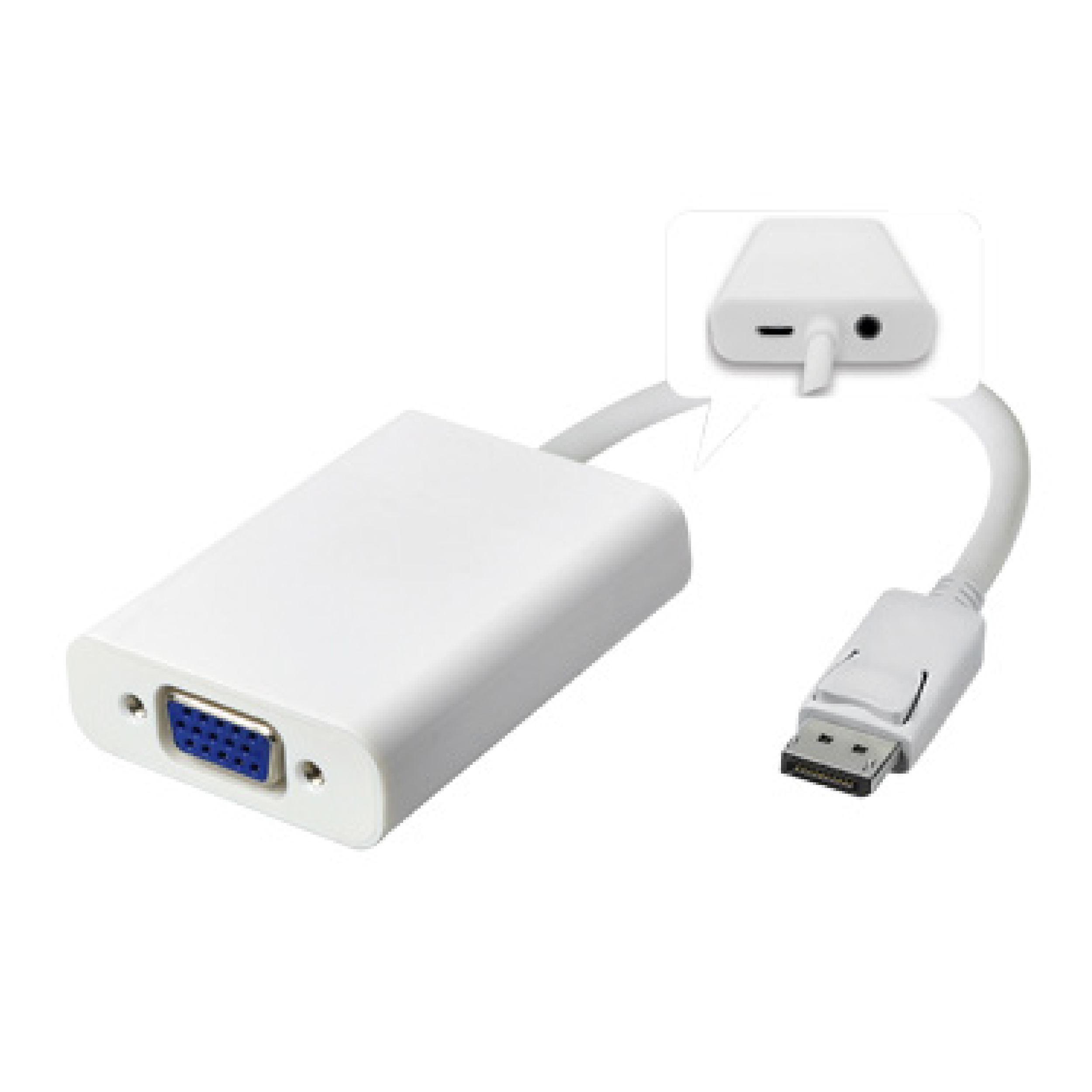 Адаптер DisplayPort-VGA с адаптером питания и аудио 1080P штекер-гнездо 3,5 мм аудио