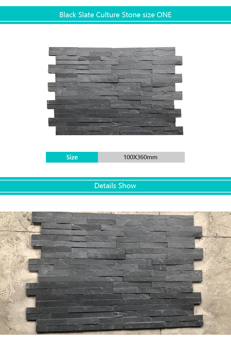 Samistone Wall Cladding Black Slate Stone Wholesale Culture Stone For Wall