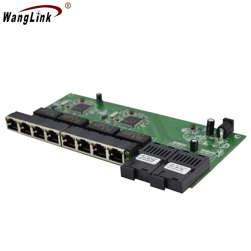 Wanglink Gigabit оптоволокно обратного POE PCB 8 RJ45 UTP 2 SC волокно медиа конвертер PCBA