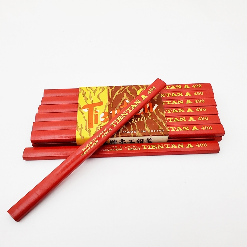7" QUADRANGLE SHAPE RED POLISH CARPENTER PENCIL