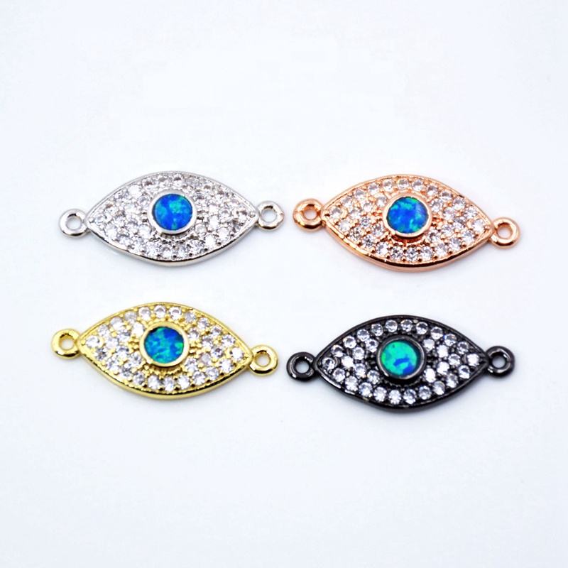Turquesa circón Piedras Preciosas Pave Grande Suerte Ojo Pulsera Conector encanto granos
