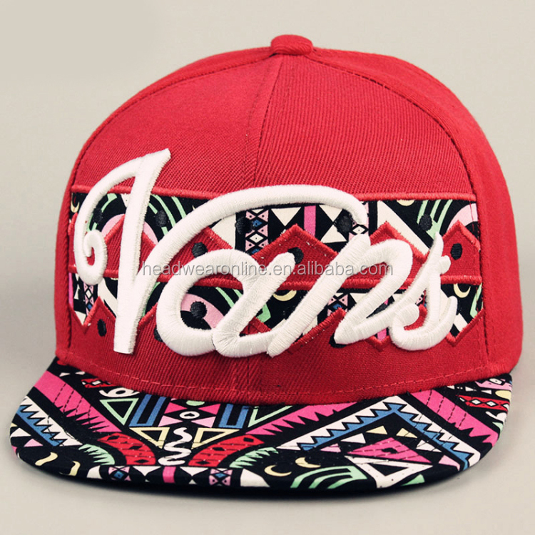 Fashion 100% acrylic 5-panel snapback hat with 3D embroidery printed for unisex customized logo embroidery  baseball cap